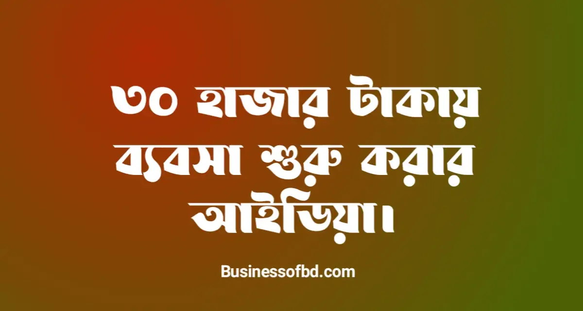 Photo of ৩০ হাজার টাকায় ব্যবসা শুরু করার আইডিয়া