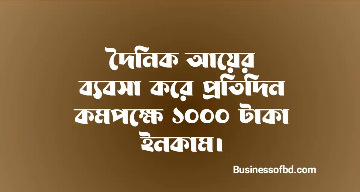 Photo of দৈনিক আয়ের ব্যবসা করে প্রতিদিন ১০০০ টাকা ইনকাম করুন